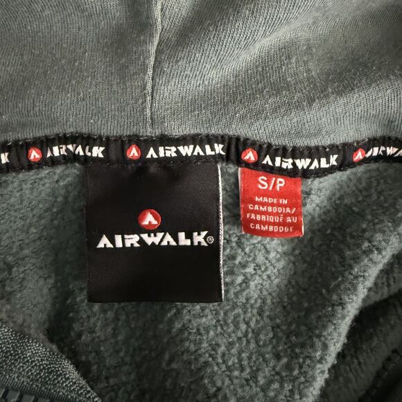 Airwalk Men's Small Green Skull Mushroom Full Zip Hooded Sweatshirt Hoodie - Picture 5 of 7